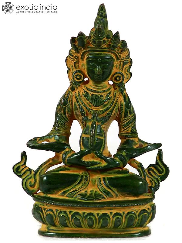 5" Amitabha Buddha Handmade Brass Statue | Made In India