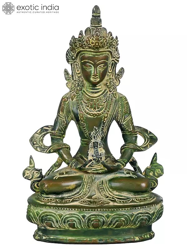 8" Amitabha Buddha (Tibetan Buddhist Deity) In Brass | Handmade | Made In India