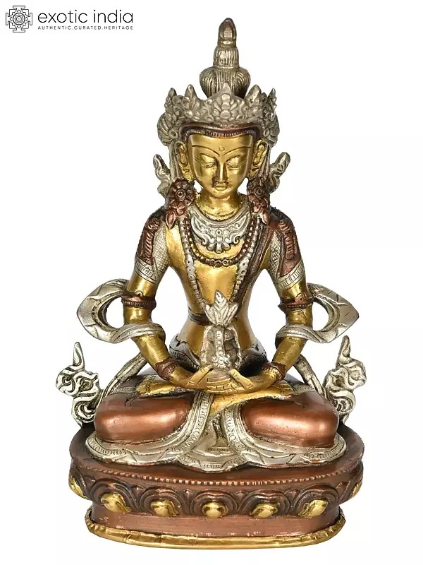 8" Amitabha Buddha (Tibetan Buddhist Deity) In Brass | Handmade | Made In India