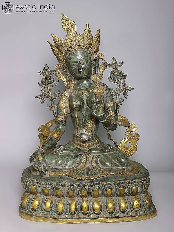 34" Large Size Tibetan Buddhist Goddess White Tara In Brass | Handmade | Made In India