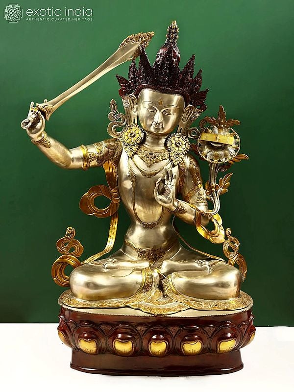 39" Large Size Manjushri - Bodhisattva of Transcendent Wisdom (Tibetan Buddhist Deity) | Handmade