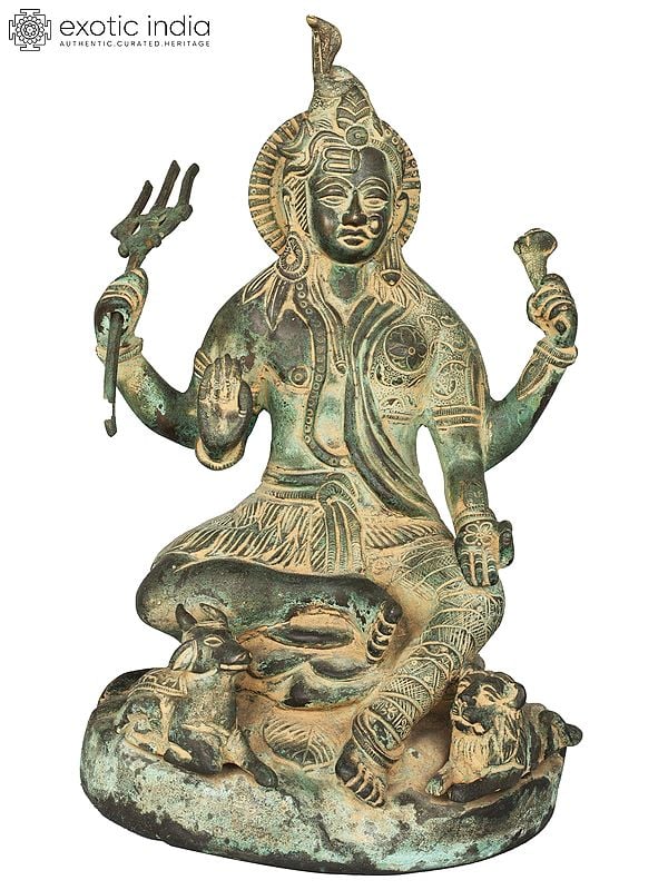 10" Twin-hued Ardhanarishvara In Brass | Handmade | Made In India