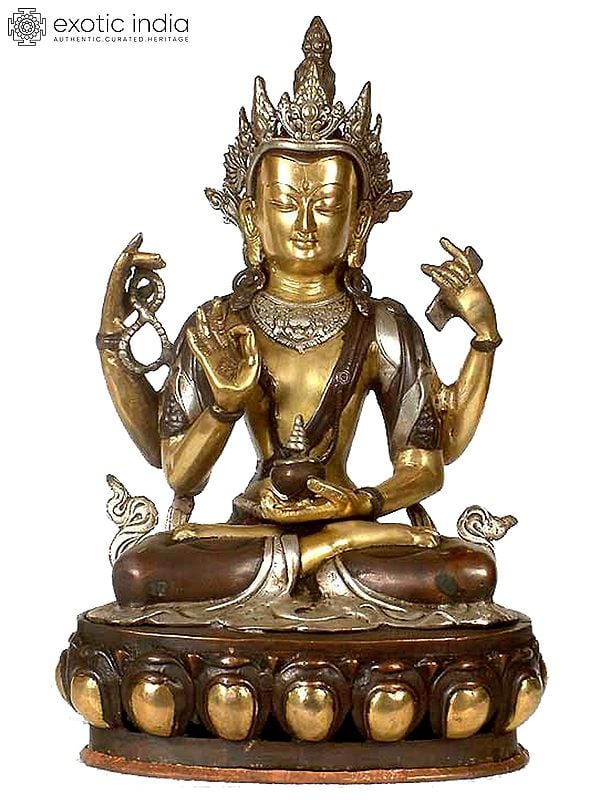 16" The Buddhist Deity, A Composite Image In Brass | Handmade | Made In India