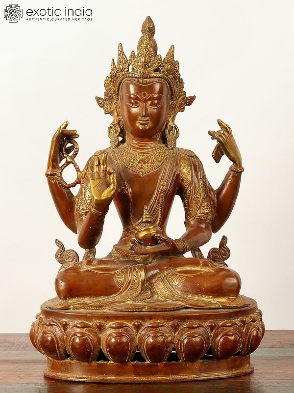 16" The Buddhist Deity, A Composite Image In Brass | Handmade | Made In India