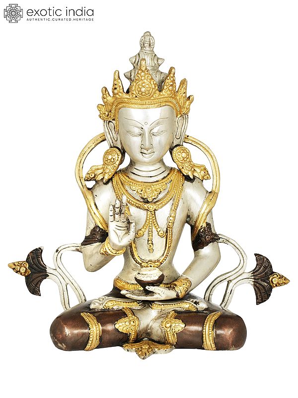 10" Crown Buddha (Tibetan Buddhist Deity) In Brass | Handmade | Made In India