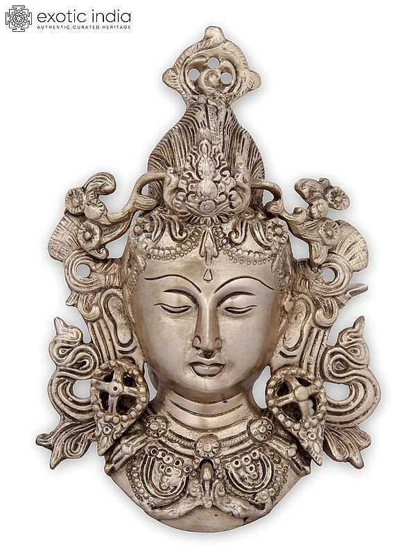 8" Wall-hanging Mask of Goddess Tara | Tibetan Buddhist Deity Brass Statue | Handmade