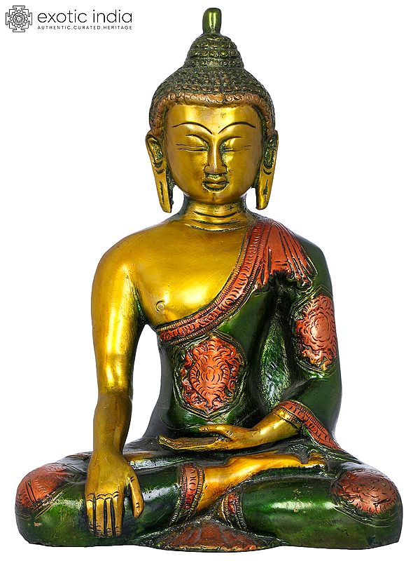 7" Buddha, His Hand In Bhumisparsha Mudra In Brass | Handmade | Made In India