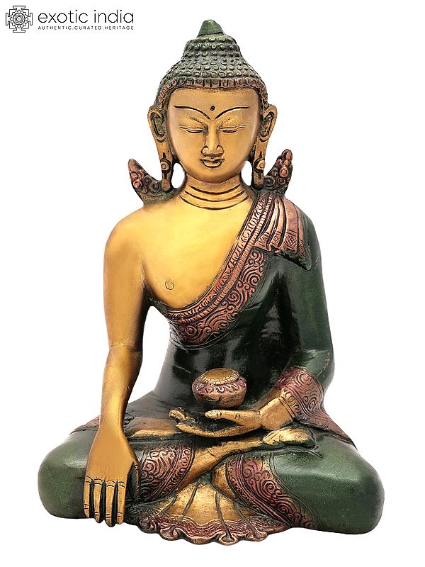 7" Solemn Shakyamuni, The Momentous Bhumisparsha Mudra In Brass | Handmade | Made In India