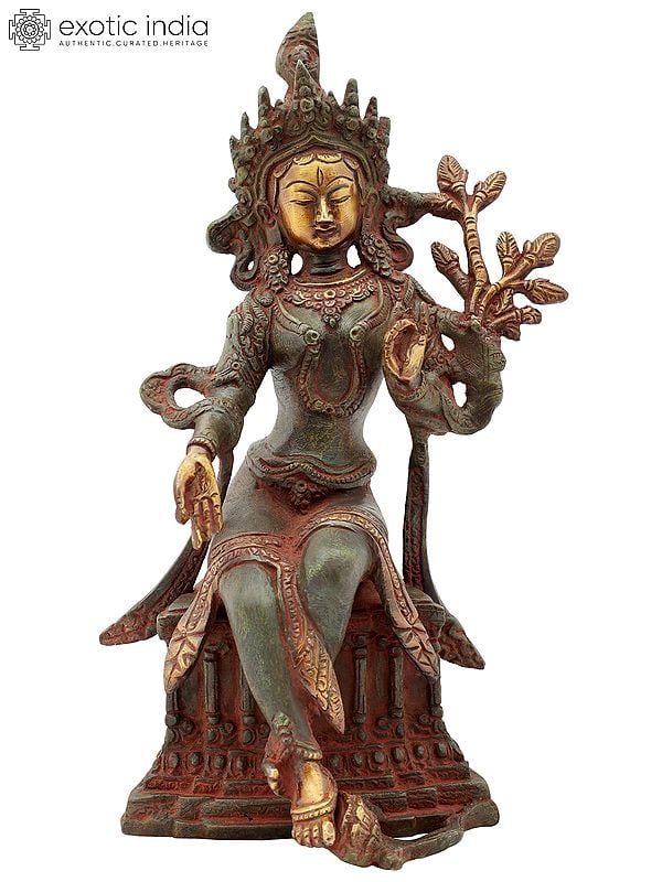 10" Seated Tara, Her Legs Dangling In Brass | Handmade | Made In India