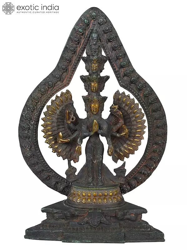 12" Striking Aureole Lord Avalokiteshvara In Brass | Handmade | Made In India