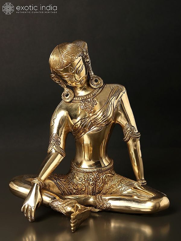 8" Tibetan Buddhist Deity Green Tara Brass Sculpture | Handmade | Made in India