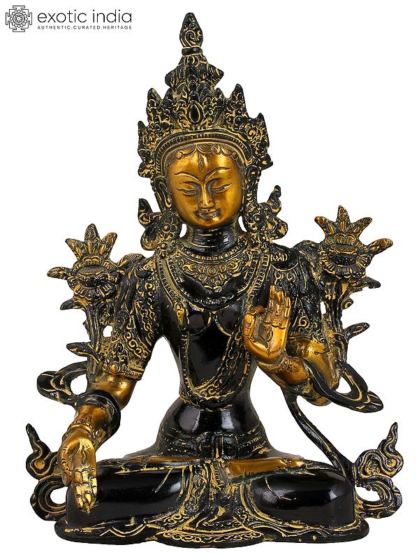 10" White Tara (Tibetan Buddhist Deity) in Brass | Handmade | Made In India