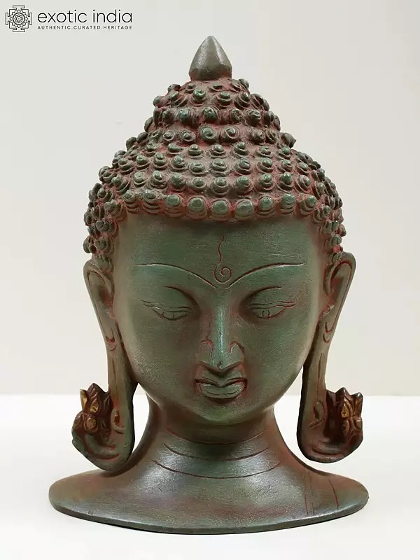 8" Brass Buddha Head - Exuding Calmness