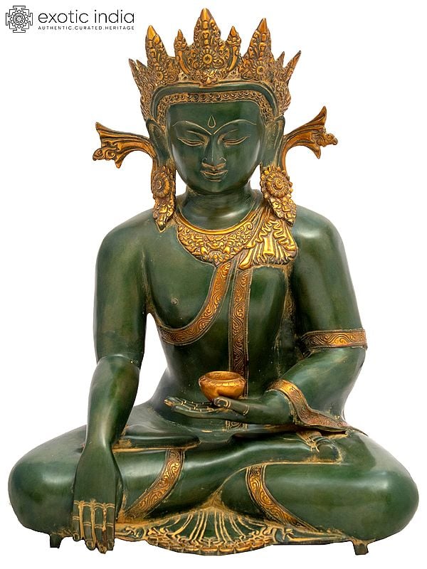 21" Introspective Crowned Buddha (Tibetan Buddhist) In Brass | Handmade | Made In India