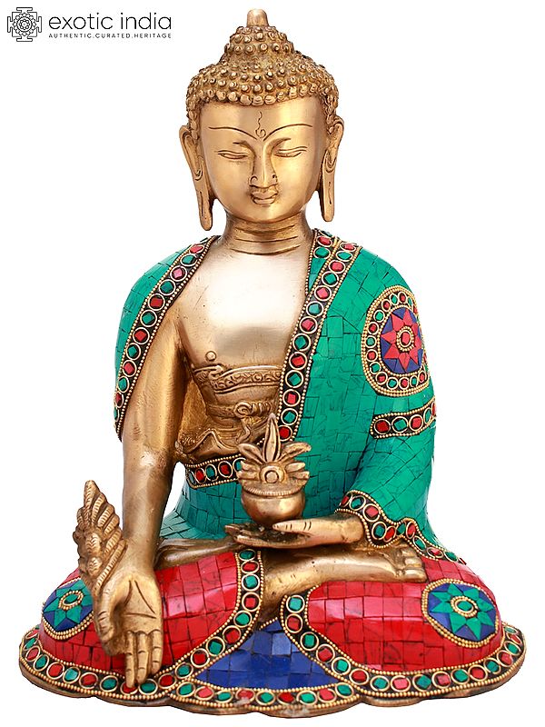 12" Tibetan Buddhist Deity Healing Buddha (Medicine Buddha) In Brass | Handmade | Made In India