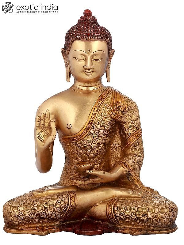 10" Blessing Buddha In Brass | Handmade | Made In India
