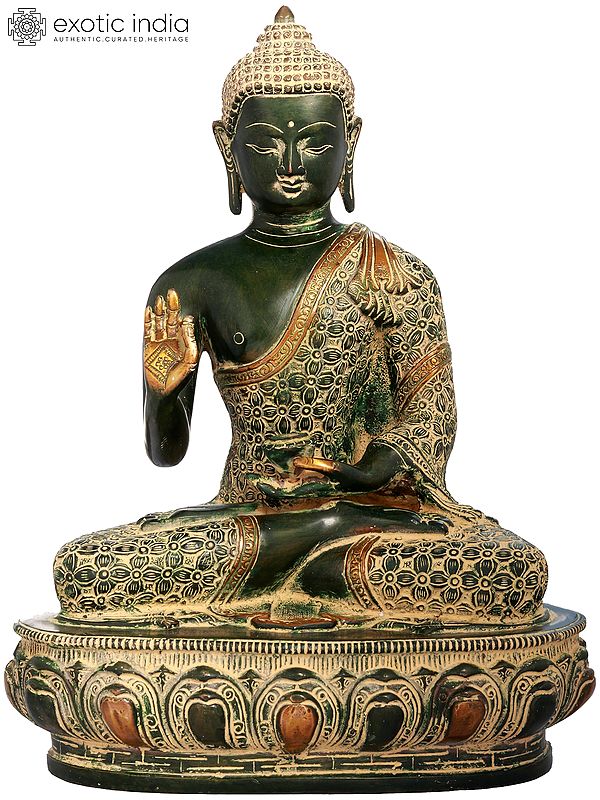 13" Blessing Buddha In Brass | Handmade | Made In India