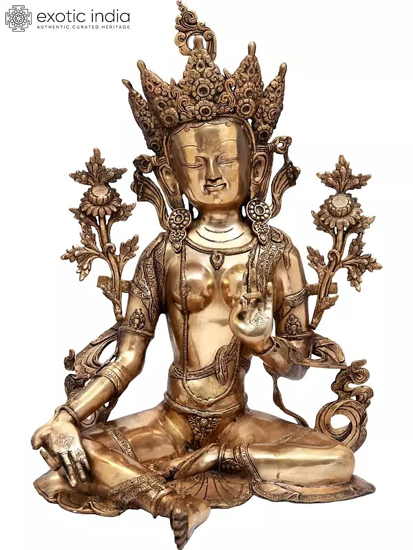 27" Seated Shyama Tara Brass Statue | Handmade - Made in India