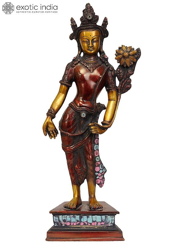 16" Padmapani Avalokiteshvara (Tibetan Buddhist Deity) In Brass | Handmade | Made In India