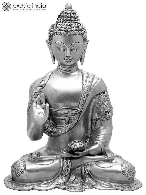 14" Lord Buddha Interpreting His Dharma In Brass | Handmade | Made In India