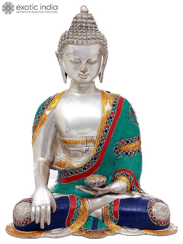 13" Tibetan Buddhist Lord Buddha in Bhumisparsha Mudra In Brass | Handmade | Made In India