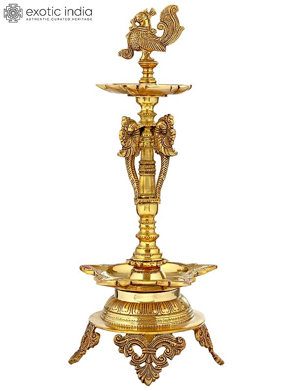 19" Ten-Wicks Mayur Lamp with Stand in Brass | Handmade | Made in India