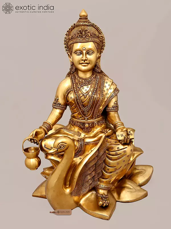 26" Brass Goddess Gayatri Devi