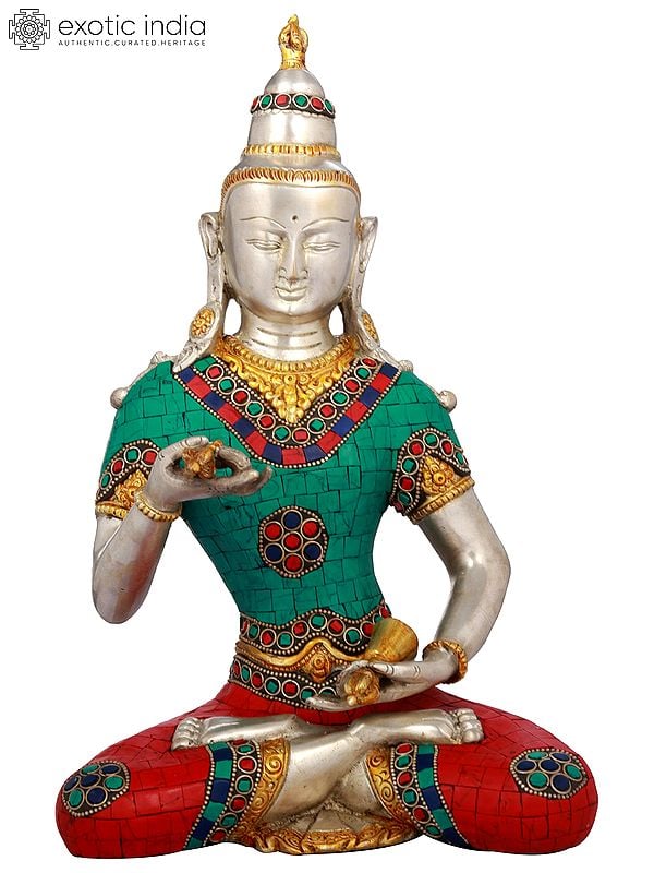 13" The Serenity Of Vajrasattva, The Adi-Buddha In Brass | Handmade | Made In India