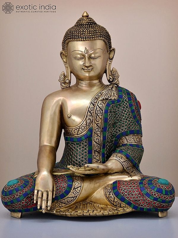 20" Brass Gautam Buddha Preaching His Dharma | Handmade