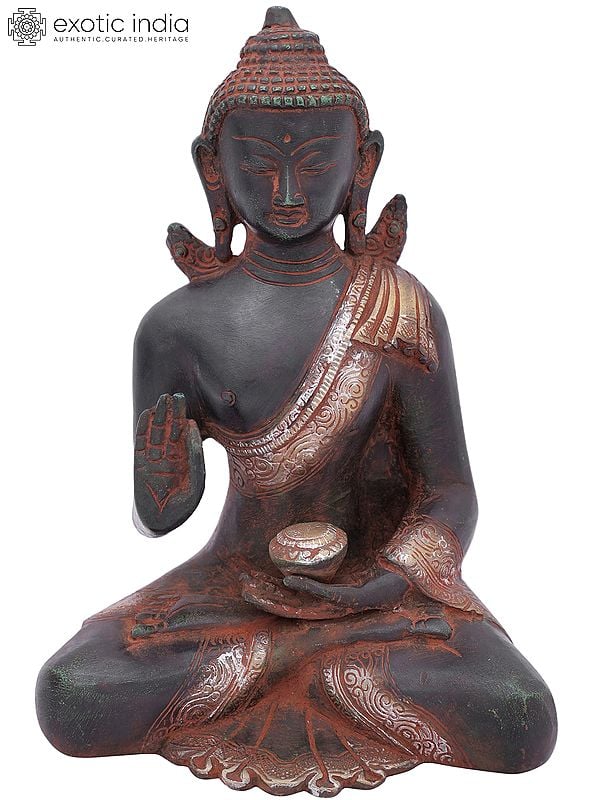 7" Buddha in Vitark Mudra (Tibetan Buddhist Deity) In Brass | Handmade | Made In India