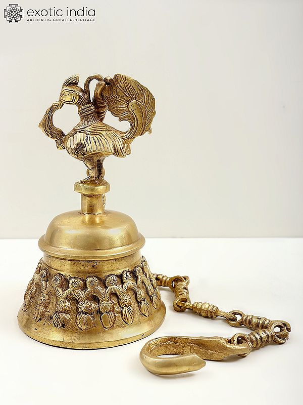 8" Mayur (Peacock) Hanging Bell In Brass