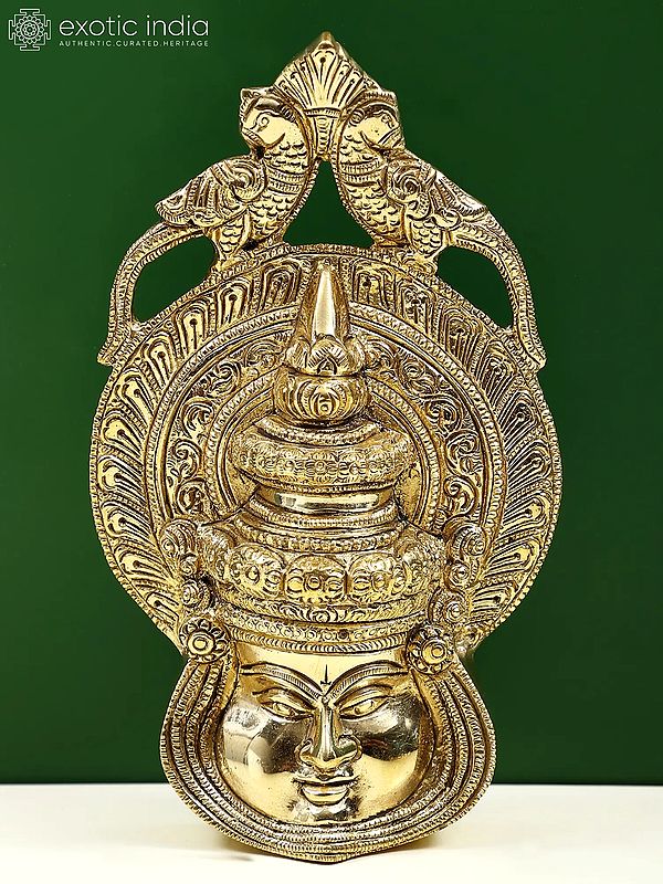 7" Brass South Indian Dancing Face Wall Hanging