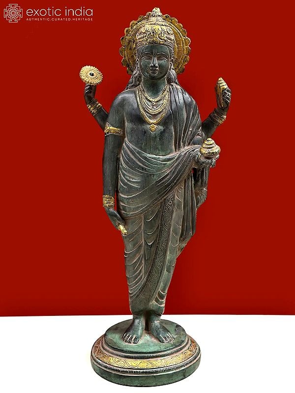 18" Brass Dhanvantari - The Physician of Gods | Handmade