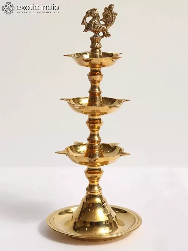 Brass Peacock Three-Layer Oil Lamp (Annam Lamp)