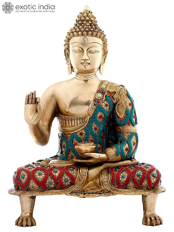 18" Gautam Buddha in Vitark Mudra - Tibetan Buddhist (Preaching) In Brass | Handmade | Made In India