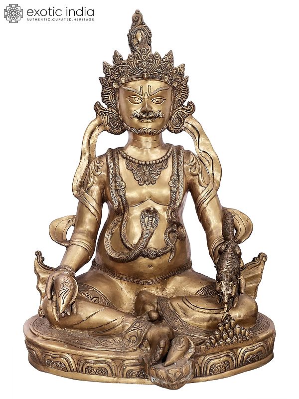 43" Large Size Handmade Lord Kubera Brass Statue - Tibetan Buddhist | Made In India