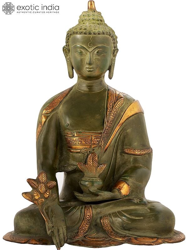 13" Tibetan Buddhist Deity Medicine Buddha In Brass | Handmade | Made In India