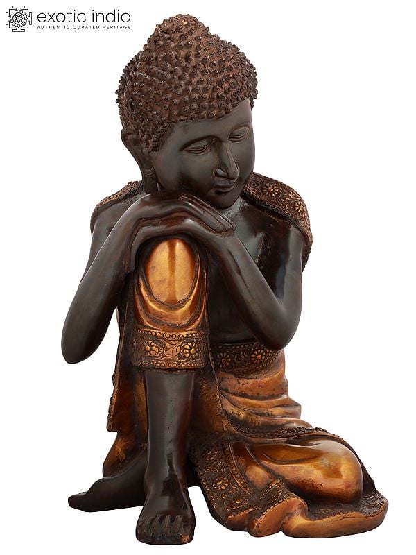 16" Tibetan Buddhist Thinking Buddha In Brass | Handmade | Made In India