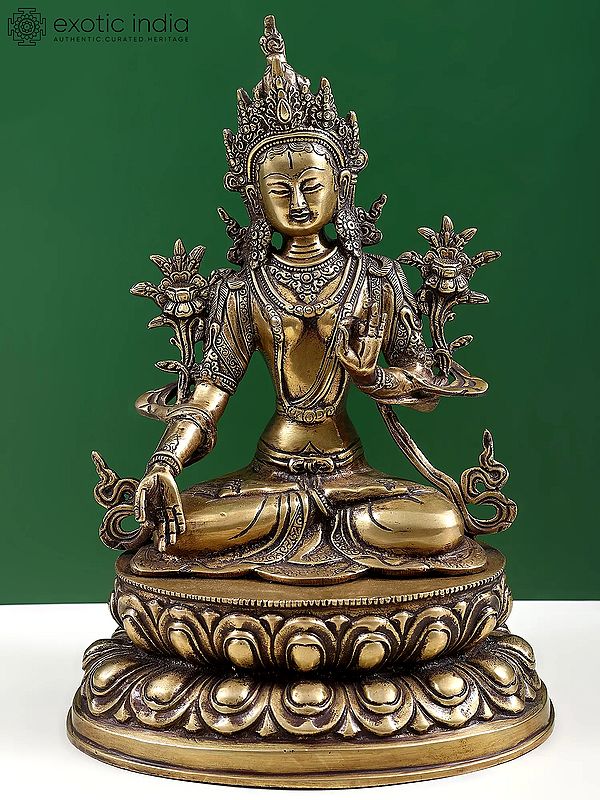 Tibetan Buddhist Goddess White Tara In Brass | Handmade