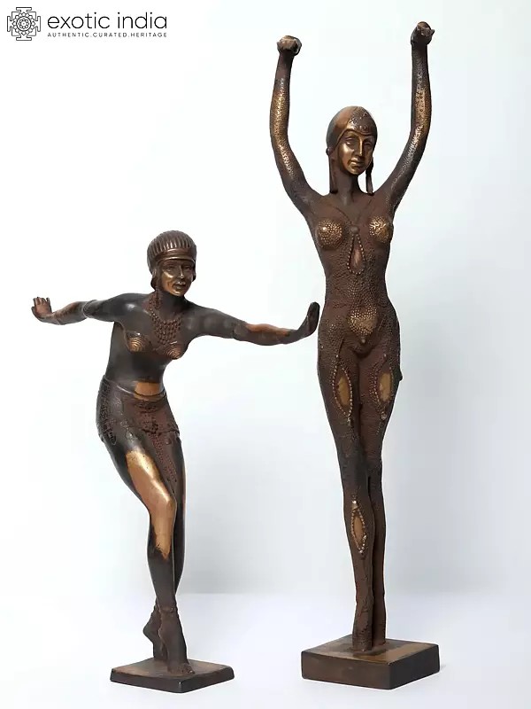 14" Brass Phoenician Dancers Statue