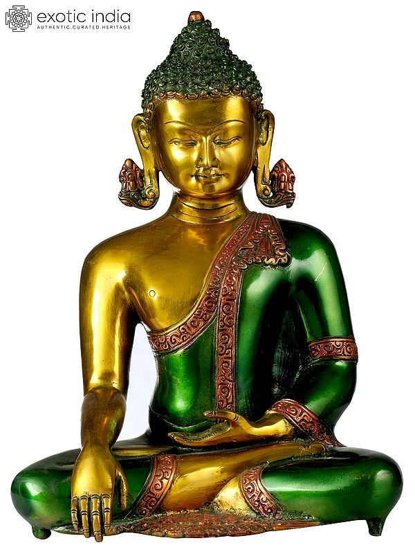 13" The Buddha Invoking the Earth Goddess to be His Witness to the Attainment of Supreme Enlightenment In Brass | Handmade | Made In India