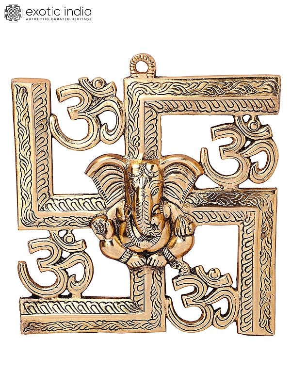 Swastik Wall Hanging with Lord Ganesha and Om (Aum)