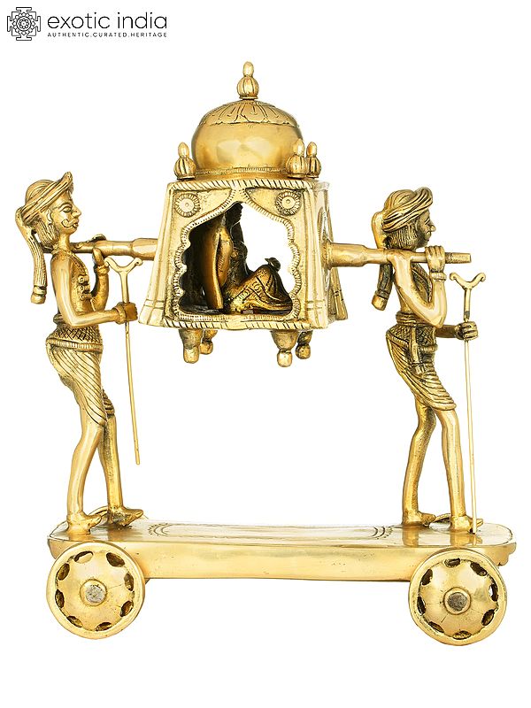 13" A Palanquin Carrying A Newlywed Bride In Brass | Handmade | Made In India