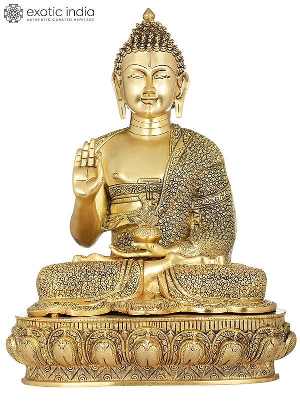 22" Resplendent Buddha Brass Sculpture – A Divine Blessing of Peace & Serenity | Handmade in India