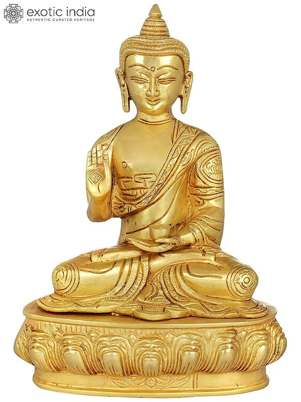 9" Blessing Buddha  - Tibetan Buddhist In Brass | Handmade | Made In India