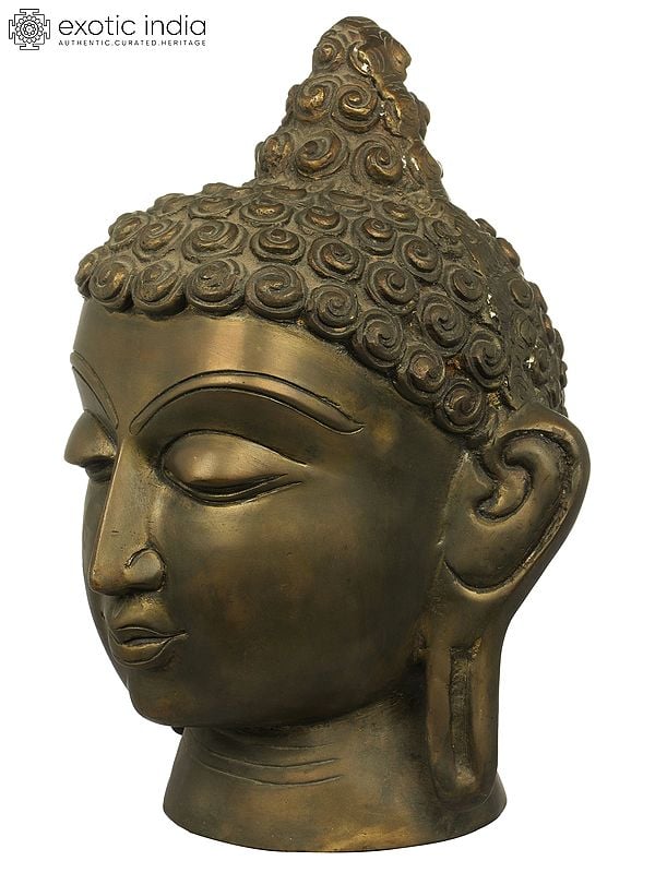 12" Lord Buddha Head - Tibetan Buddhist In Brass | Handmade | Made In India