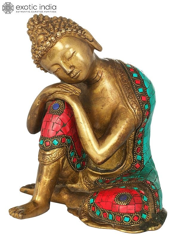 7" Thinking Buddha - Tibetan Buddhist In Brass | Handmade | Made In India