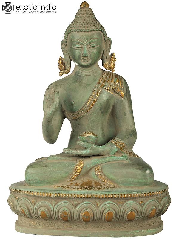 10" Tibetan Buddhist Shakyamuni Buddha in Preaching Mudra In Brass | Handmade | Made In India