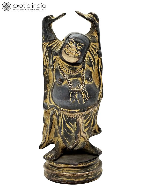 6" Laughing Buddha Brass Statue | Handmade Tibetan Buddhist Idols