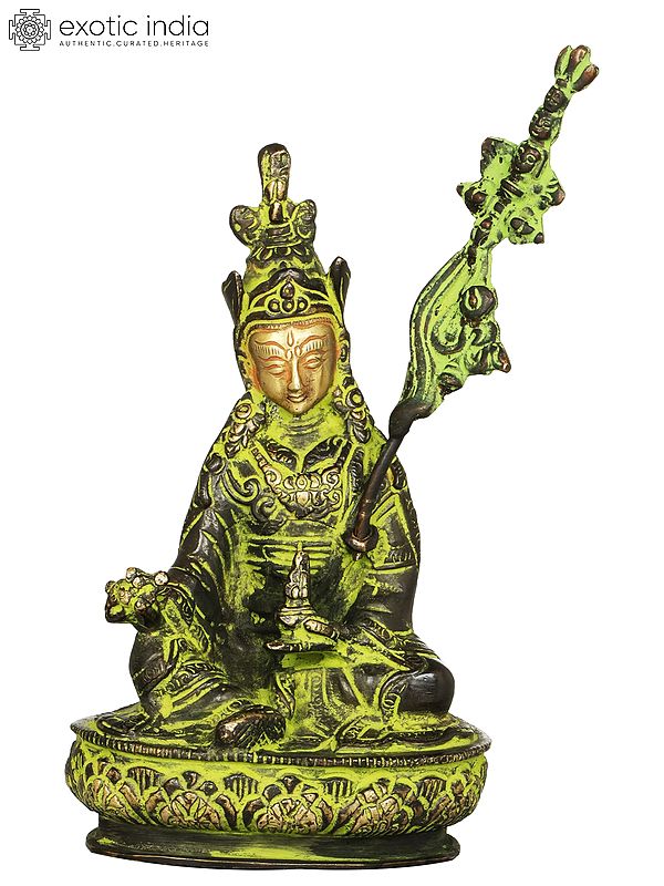 6" Brass Guru Padmasambhava Statue | Handmade Tibetan Buddhist Deity Idols | Made In India